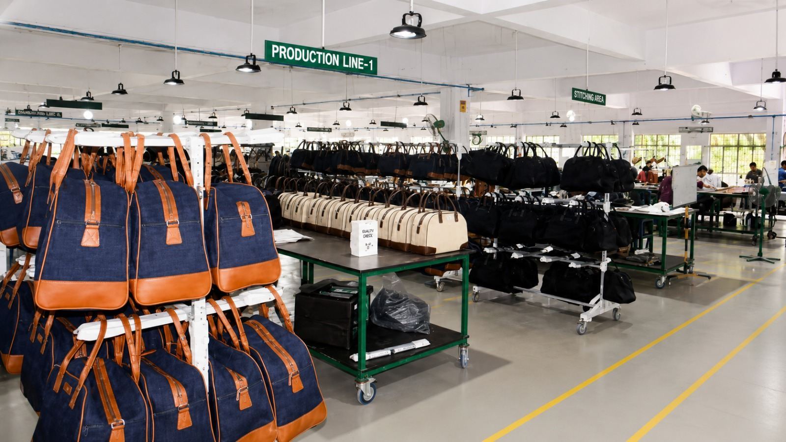Bags in production on the leather goods floor